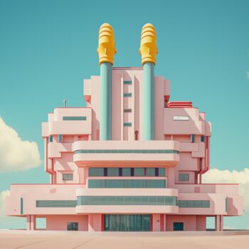 Digital Arts titled "Pink Facade B" by Thapsus, Original Artwork, AI generated image