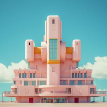 Digital Arts titled "Pink Facade K" by Thapsus, Original Artwork, AI generated image
