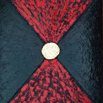 Painting titled "RED DRAGONFLY" by Sandrine Bollaert (CALIZ), Original Artwork, Oil Mounted on Wood Stretcher frame