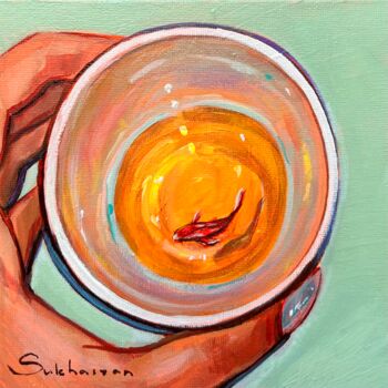 제목이 "Koi Fish in a Cup"인 미술작품 Victoria Sukhasyan로, 원작, 아크릴