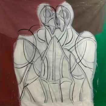 Painting titled "The figure of the m…" by Paris Sergiou, Original Artwork, Oil