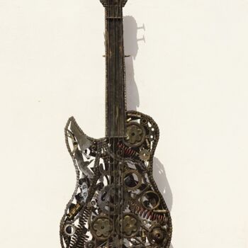 Γλυπτική με τίτλο "Guitare socle ronde" από Hassan Laamirat, Αυθεντικά έργα τέχνης, Μέταλλα