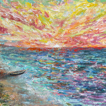Pintura intitulada "The Boat" por Albert Safiullin, Obras de arte originais, Óleo