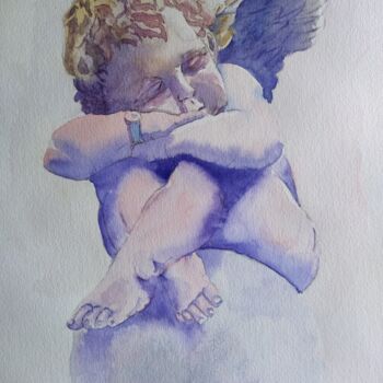 제목이 "Sleeping Angel"인 미술작품 Horacio Cobas로, 원작, 수채화
