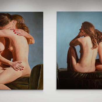 Painting titled "Taboo love 1. + 2.…" by Istvan Cene Gal, Original Artwork, Oil