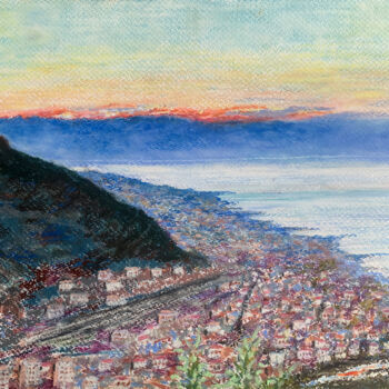 图画 标题为“Dawn in Ventimiglia” 由Albert Safiullin, 原创艺术品, 粉彩