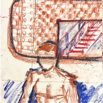 Drawing titled "Blues" by Jake Sheykhet, Original Artwork, Pastel