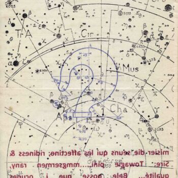 Gravures & estampes intitulée "Cosmographie #05" par Xavier Debeerst, Œuvre d'art originale, Monotype