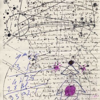 Gravures & estampes intitulée "Cosmographie #07" par Xavier Debeerst, Œuvre d'art originale, Monotype