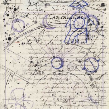 Gravures & estampes intitulée "Cosmographie #09" par Xavier Debeerst, Œuvre d'art originale, Monotype