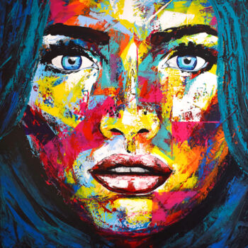 Painting titled "Original 128 face p…" by Eugen Dick, Original Artwork, Acrylic