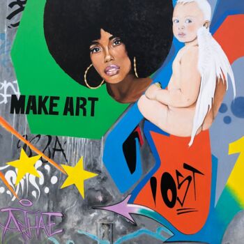 Ζωγραφική με τίτλο "Make art" από Mate13, Αυθεντικά έργα τέχνης, Ακρυλικό Τοποθετήθηκε στο Ξύλινο φορείο σκελετό