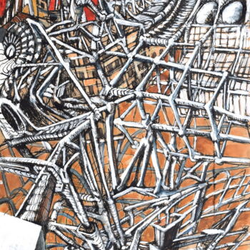 Painting titled "Psychic Time 2" by Lucio Forte, Original Artwork, Ink
