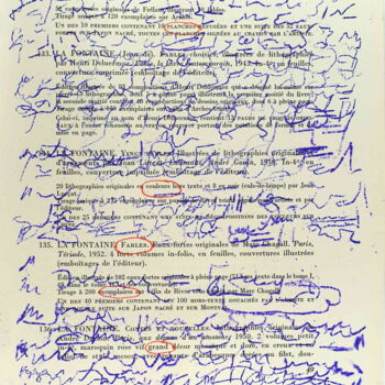 Gravures & estampes intitulée "Bibliothèque d'un a…" par Xavier Debeerst, Œuvre d'art originale, Monotype