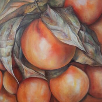 Painting titled "Physalis" by Birgit Deuschle (BIGUI), Original Artwork, Acrylic Mounted on Wood Stretcher frame