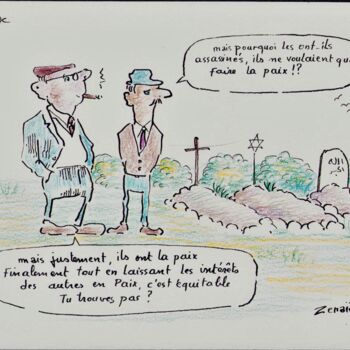 Dessin intitulée "La paix" par Abdellatif Zeraïdi, Œuvre d'art originale, Crayon