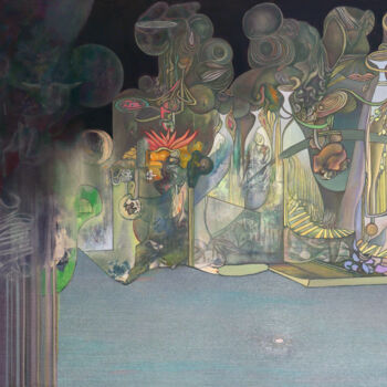 Pittura intitolato "Monuments From Twil…" da Aeon, Opera d'arte originale, Olio Montato su Telaio per barella in legno