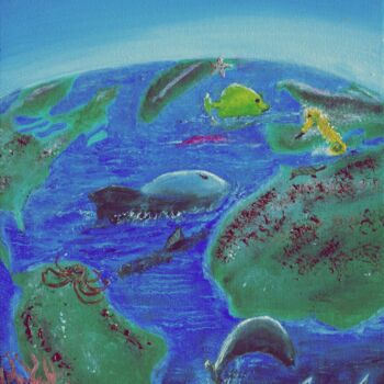 Pittura intitolato ""Sea Creatures" (Da…" da Andrew Troyer, Jr, Opera d'arte originale, Olio Montato su Telaio per barella i…