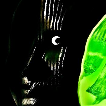Digital Arts titled "LUNE VERTE" by Solune, Original Artwork, Digital Painting
