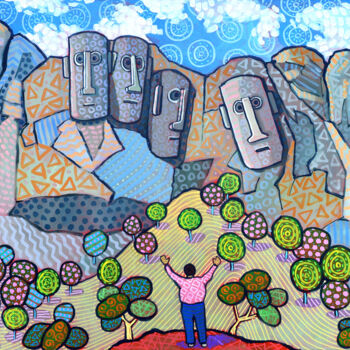 Painting titled "Megalomaniac artist" by Pascal Lagesse, Original Artwork, Acrylic Mounted on Wood Stretcher frame