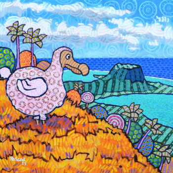 绘画 标题为“Pink dodo and Le Mo…” 由Pascal Lagesse, 原创艺术品, 丙烯 安装在木质担架架上