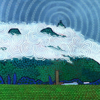 Painting titled "Cloudy weather in H…" by Pascal Lagesse, Original Artwork, Acrylic Mounted on Wood Stretcher frame