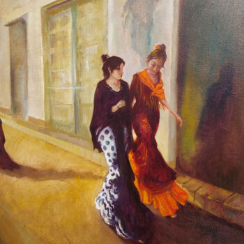 Pintura titulada "💃 Sevillanas" por Isabel Mahe, Obra de arte original, Oleo Montado en Bastidor de camilla de madera