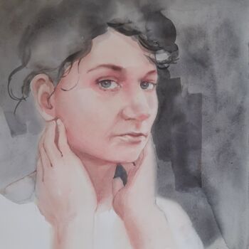 Картина под названием "The solitude" - Anna Hnatiuk, Подлинное произведение искусства, Акварель