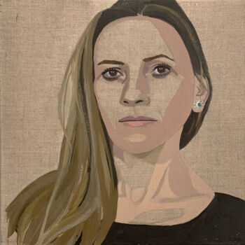 Painting titled "Portrait de Frances…" by Clara Ramirez Katz, Original Artwork, Oil Mounted on Wood Stretcher frame