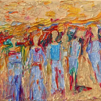 Ζωγραφική με τίτλο "Abstract figures pe…" από Magdalena Walulik, Αυθεντικά έργα τέχνης, Λάδι Τοποθετήθηκε στο Ξύλινο φορείο…