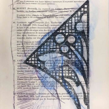 Gravures & estampes intitulée "Bibliothèque d'un a…" par Xavier Debeerst, Œuvre d'art originale, Monotype