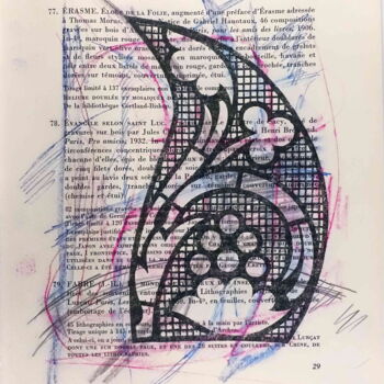 Gravures & estampes intitulée "Bibliothèque d'un a…" par Xavier Debeerst, Œuvre d'art originale, Monotype