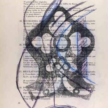 Εκτυπώσεις & Χαρακτικά με τίτλο "Bibliothèque d'un a…" από Xavier Debeerst, Αυθεντικά έργα τέχνης, Μονοτυπία