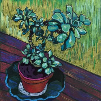 Painting titled "''Stone rose''" by Raffi Ghazaryan, Original Artwork, Acrylic