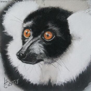 Peinture intitulée "Le vari noir et bla…" par Catherine Costet (Lccat), Œuvre d'art originale, Pastel