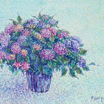 Peinture intitulée "Hydrangea" par Polina Ogiy, Œuvre d'art originale, Huile