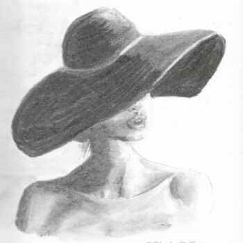 Dessin intitulée "Capeline et sensual…" par Eric Audry, Œuvre d'art originale, Fusain