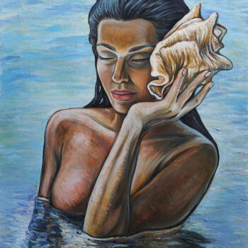 Картина под названием "Sound of ocean" - Ellada Ismayil, Подлинное произведение искусства, Масло