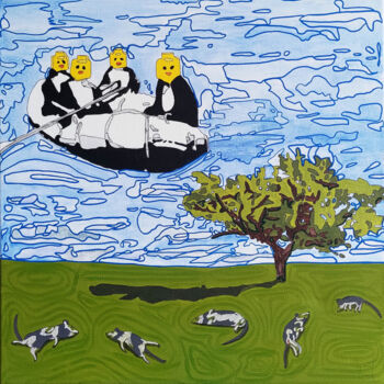Painting titled "The white ship" by Maria Lapteva, Original Artwork, Acrylic