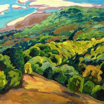 Painting titled "''Landscape'' 2" by Raffi Ghazaryan, Original Artwork, Oil Mounted on Wood Stretcher frame