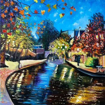 Painting titled "ville des fées d'au…" by Tahira Quliyeva, Original Artwork, Oil