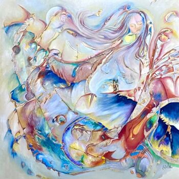 Painting titled "lunatique" by Héla Sarraj, Original Artwork, Oil