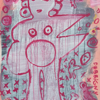 Malerei mit dem Titel "Rosa" von Brigitte Derbigny, Original-Kunstwerk, Acryl
