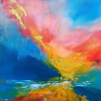 Malerei mit dem Titel "The sky is dancing" von Sophia Kühn, Original-Kunstwerk, Acryl