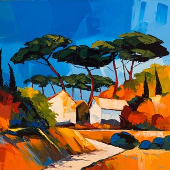 Peinture intitulée "Au village" par Pierrick Tual, Œuvre d'art originale, Huile