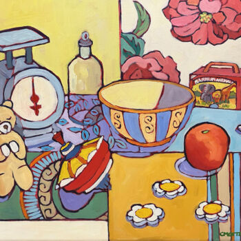 Painting titled "A Carousel of Memor…" by Catherine J. Martzloff, Original Artwork, Oil Mounted on Wood Stretcher frame