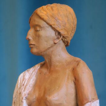 Sculpture intitulée "Nu au drapé" par Isabelle Haas, Œuvre d'art originale, Terre cuite