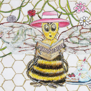Painting titled "L’Abeille Sauvage" by Jasmine Taibbe, Original Artwork, Acrylic