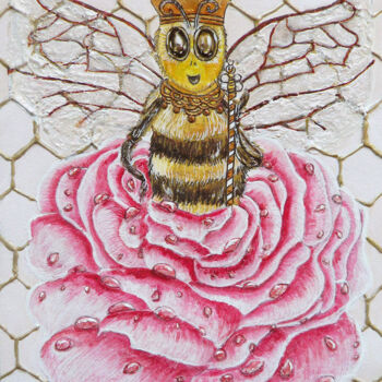 Painting titled "L’Abeille Reine" by Jasmine Taibbe, Original Artwork, Acrylic