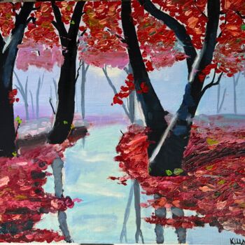 Peinture intitulée "Red Autumn" par Kat Shevchenko, Œuvre d'art originale, Huile